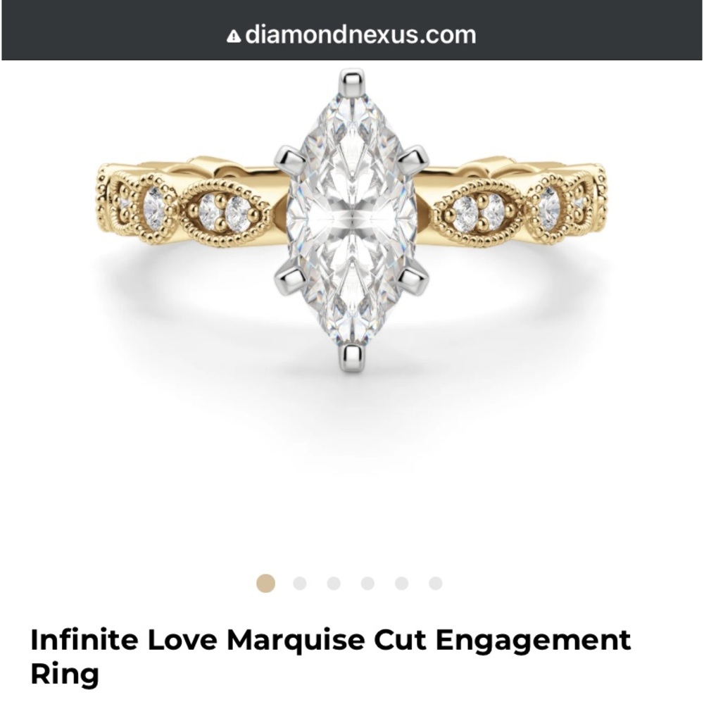 Diamond Nexus 14kYG “Infinite Love” 3/4ct center Marquise NEW IN BOX Sz6.75